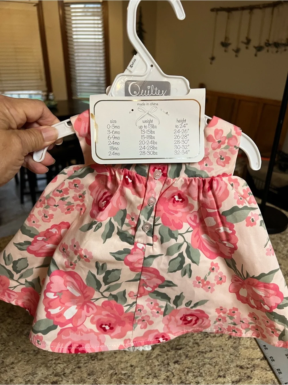 NWT BOTIQUE Infant Baby White & Pink Floral Bow Dress 0-3 months